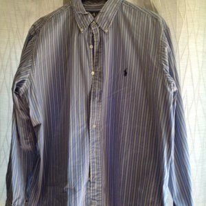 Men's Blue Striped Ralph Lauren button down shirt. Sz XL
